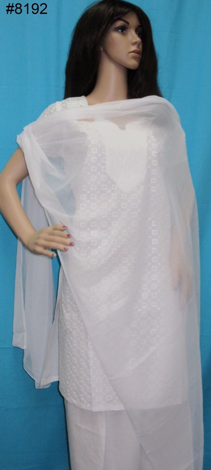 white party wear dupatta